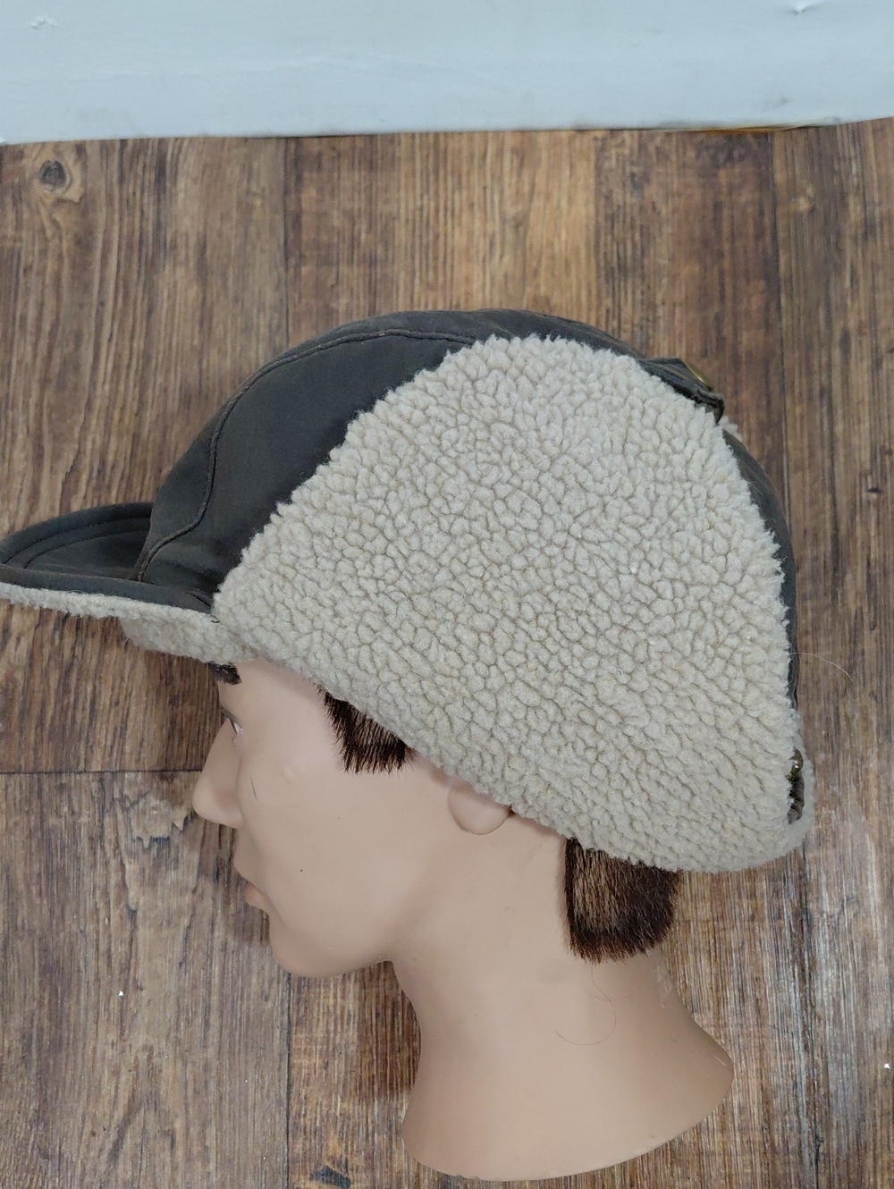 DPC Men's Sherpa Trapper Hat in Cream and Dark Brown LG